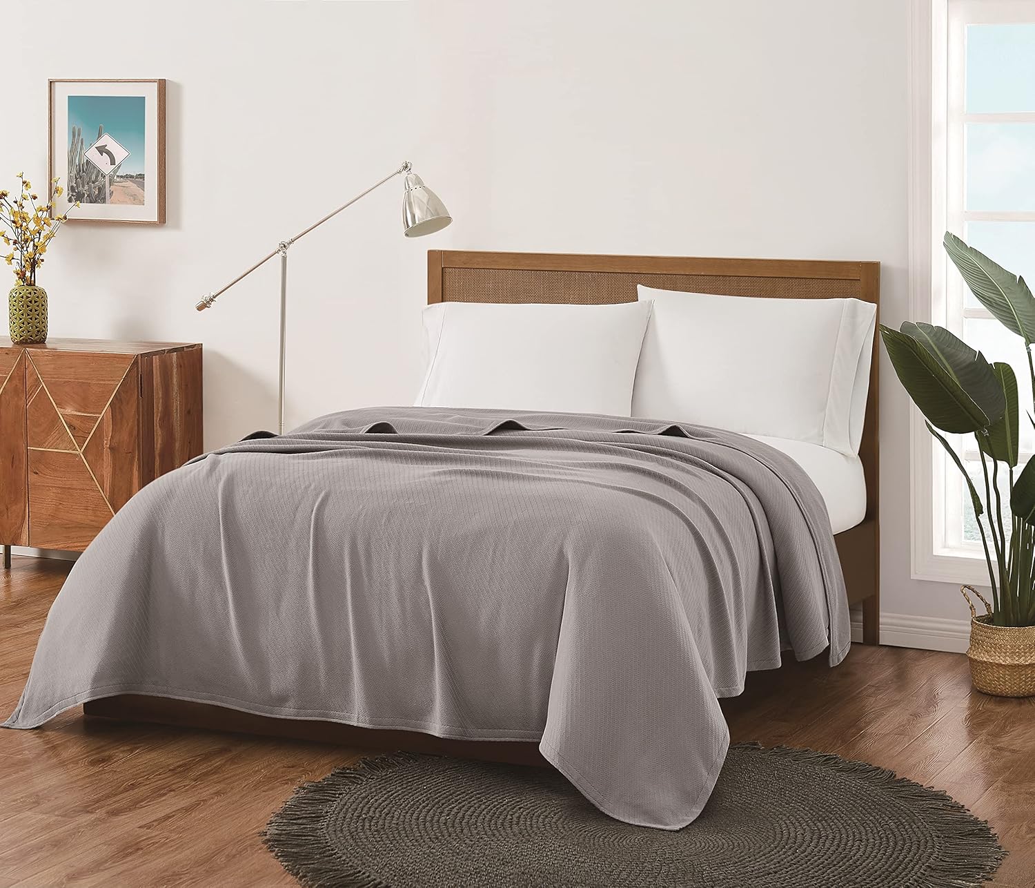 Cotton Woven Grey Full/Queen Blanket