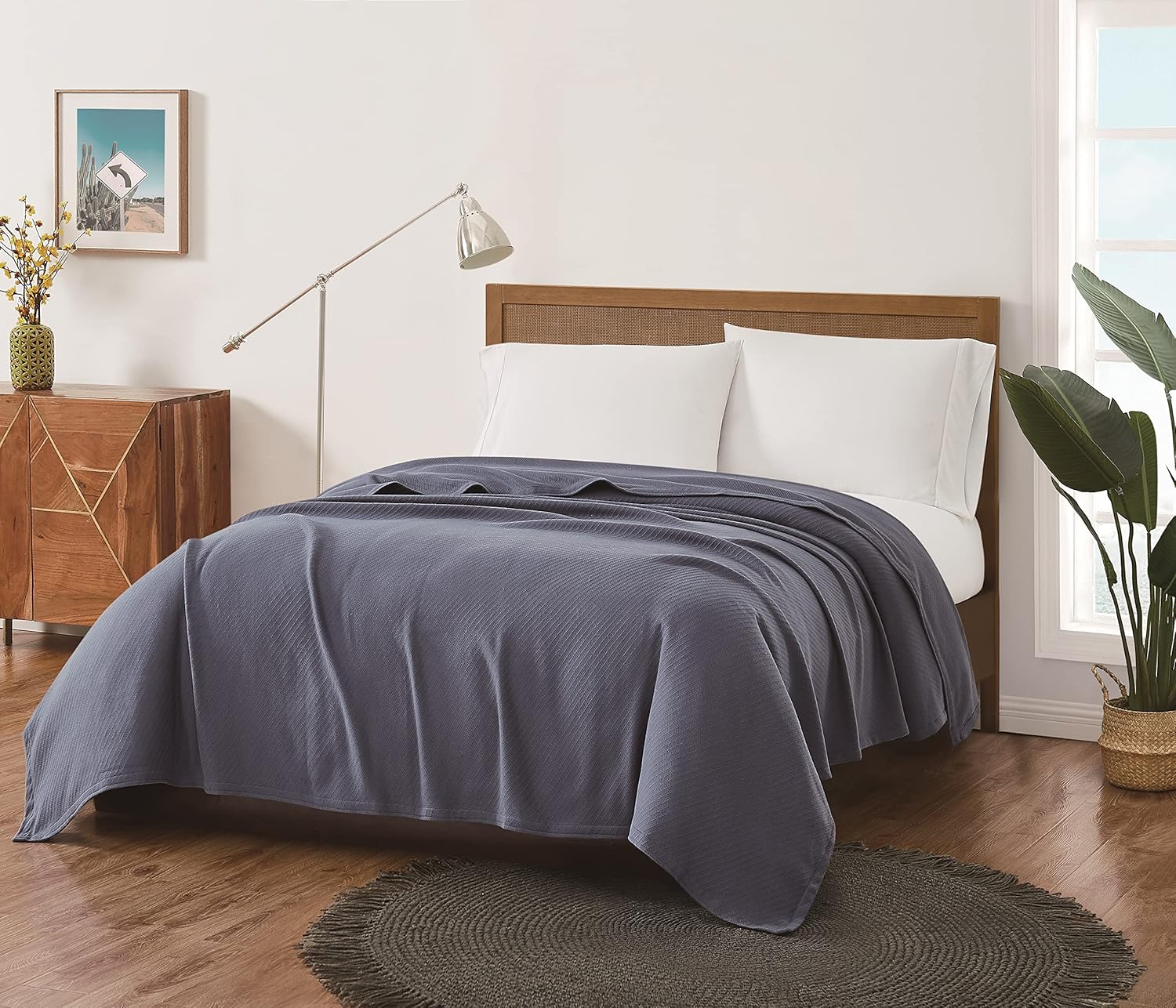 Cotton Woven Blue Cotton 1-Piece Twin XL Blanket