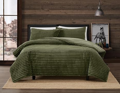 Frye Channel Stitch Velvet Comforter, Green King