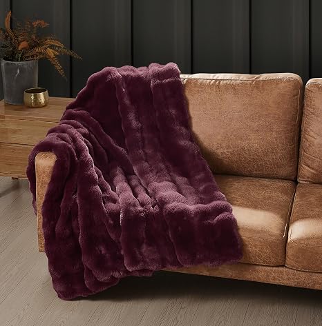 Frye Bubble Rabbit Faux Fur Throw, Fig